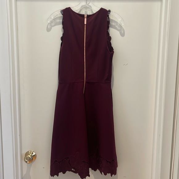 Ted Baker Emmona Embroidered Skater Dress Maroon - Picture 6 of 10